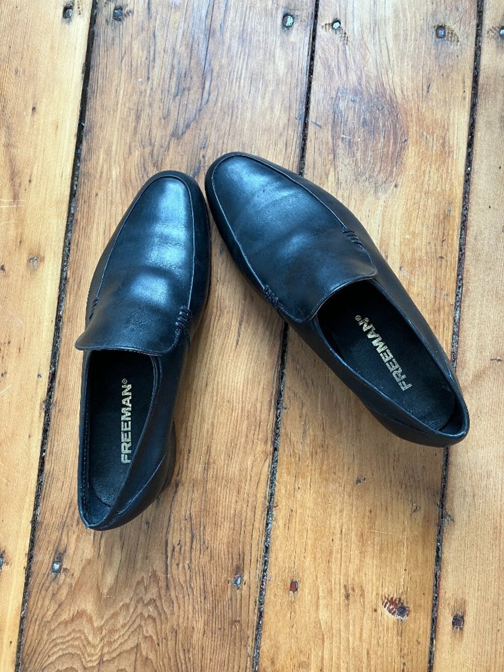 minimalist black leather Freeman loafers sz 6.5 mens / 8 womens